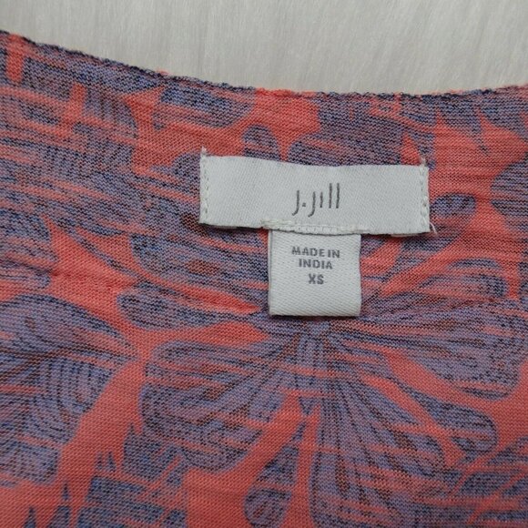 J. Jill Women's Tunic Top Crochet Trim Floral Tie-Back Blouse Boho Oversized XS - Picture 7 of 12